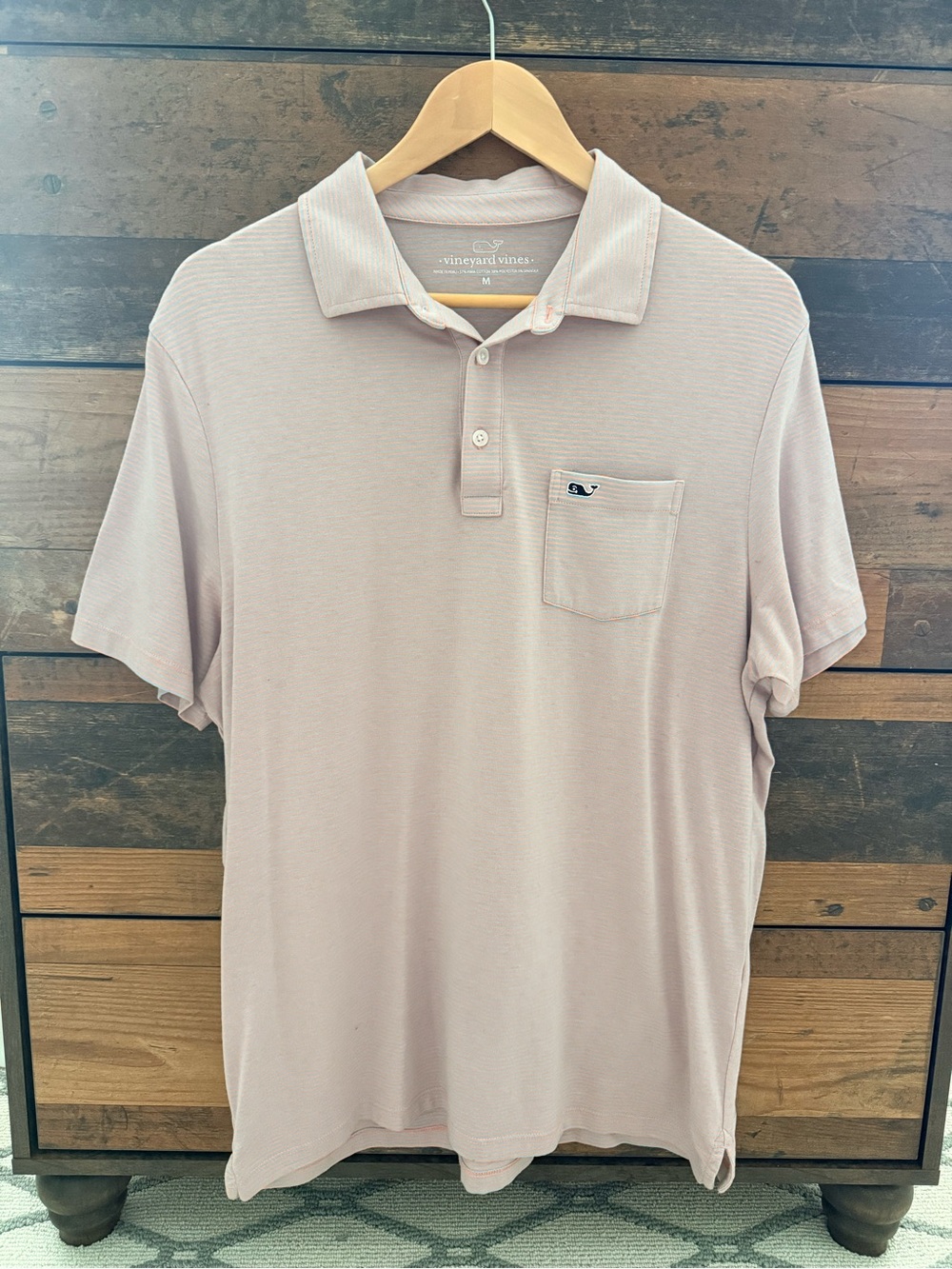 Vineyard Vines Pale Pink Short-Sleeve Polo with Chest Pocket